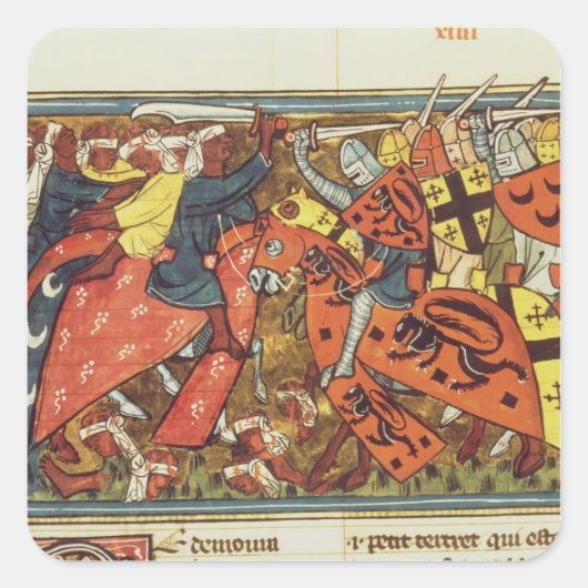 Slag tussen kruisvaarders en moslems vierkante sticker (Voorkant)