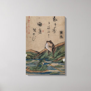 "Slag van de kikkers" door Kawanabe Kyōsai Canvas Afdruk