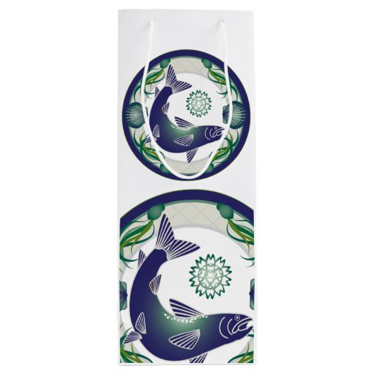 Slag voor zalm wijn cadeautas (Achterkant)