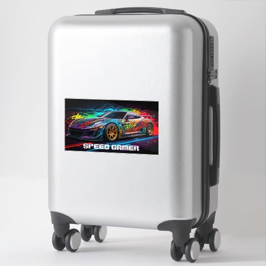 Slagauto op een graffiti sticker (Koffer)