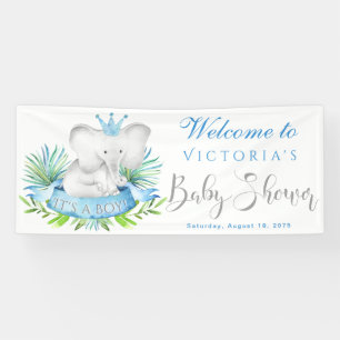 Slagbanner voor babyfeestje olifant jongen spandoek