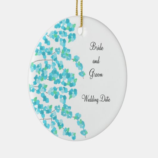 Slagbloem opslaan Datum (aqua) Keramisch Ornament (Rechts)