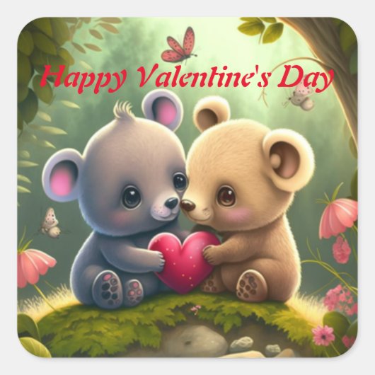 Slagdieren in liefde vierkante sticker (Voorkant)