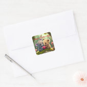 Slagdieren in liefde vierkante sticker (Envelop)