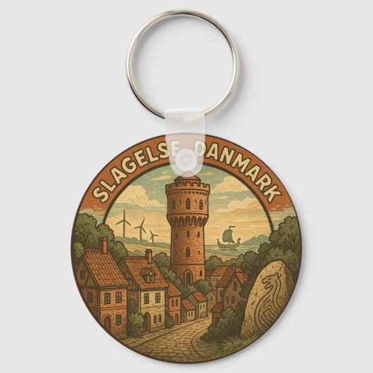 Slagelse Denemarken Toren Sleutelhanger (Voorkant)