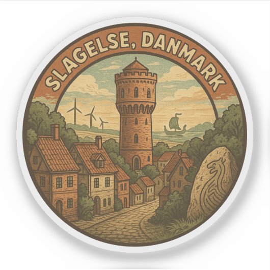 Slagelse Denemarken Toren Sticker (Voorkant)