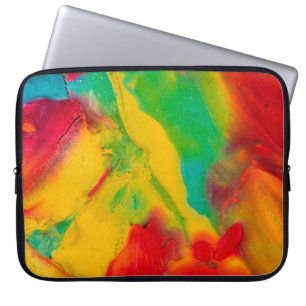 slagen van verfdichte meerkleurige verf, begin laptop sleeve