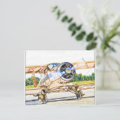 Slagend  vliegtuig briefkaart (Staand voorkant)