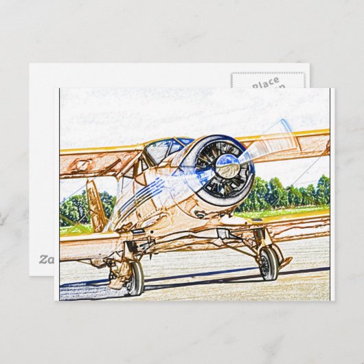 Slagend  vliegtuig briefkaart (Voorkant / Achterkant)