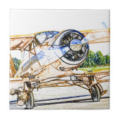 Slagend  vliegtuig tegeltje (Voorkant)