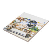 Slagend  vliegtuig tegeltje (Zijkant)