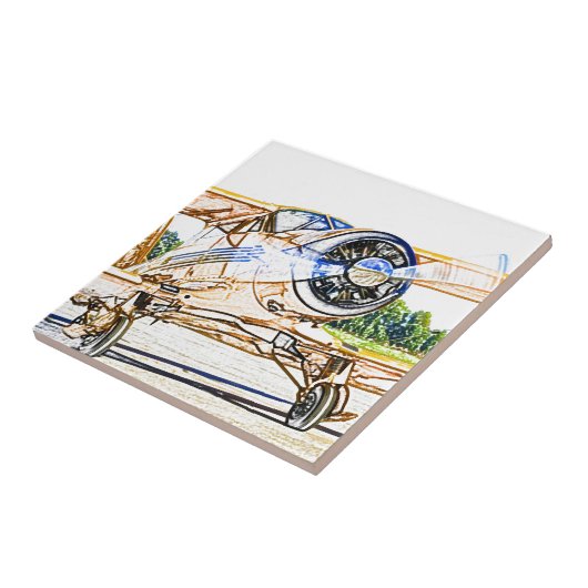 Slagend  vliegtuig tegeltje (Zijkant)