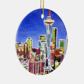 Slagende skyline van Seattle met spatie-naald Keramisch Ornament (Rechts)