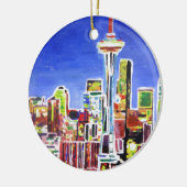Slagende skyline van Seattle met spatie-naald Keramisch Ornament (Links)