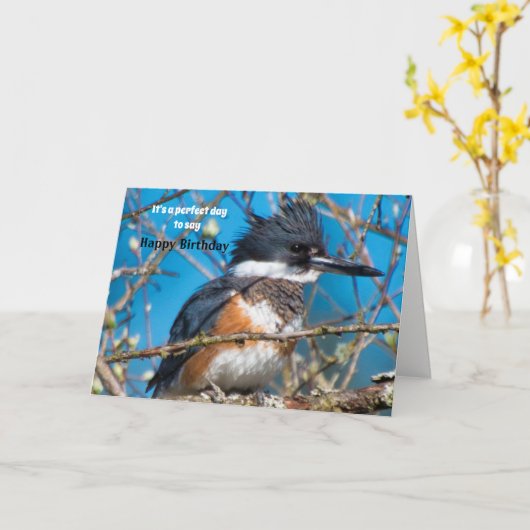 Slagende vogelpos Birthday Kaart (Gele Bloem)