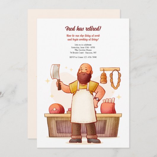 slager pensionering partij kaart (Voorkant / Achterkant)