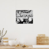 Slagerij, 1895. Oude foto Poster (Keuken)