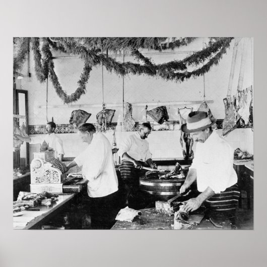 Slagerij, 1895. Oude foto Poster (Voorkant)