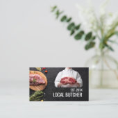 slagerij met vlees | Biefstuk op hout Visitekaartje (Staand voorkant)