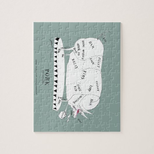 slagerijen - varkensvlees , tongvijandjes legpuzzel (Verticaal)