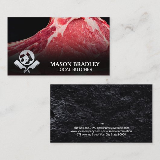 Slagers messen | Dieren Logo | Rauw vlees Visitekaartje (Voorkant / Achterkant)