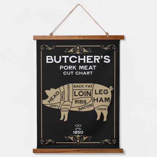  slagers zetten vleessnede hangend wandkleed (Voorkant)