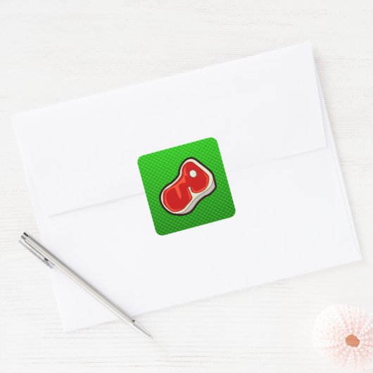 Slagersbiefstuk; Groen Vierkante Sticker (Envelop)