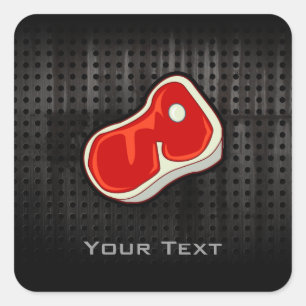 Slagersbiefstuk; zwart vierkante sticker