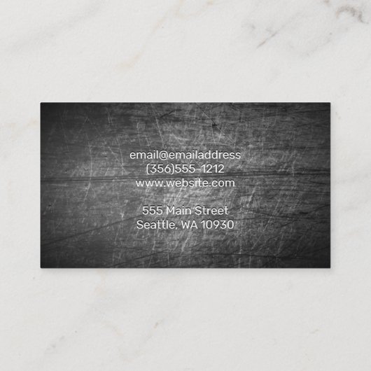 slagersmes | gekrast metaal visitekaartje (Achterkant)