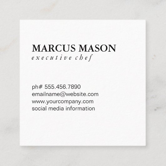 Slagersmes Monogram Vierkante Visitekaartje (Achterkant)