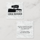 slagersmes | Varkensvlees snijden Grafiek Vierkante Visitekaartje (Voorkant / Achterkant)