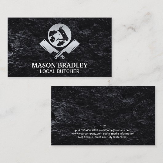 Slagersmessen | Dieren Logo Metaal Visitekaartje (Voorkant / Achterkant)