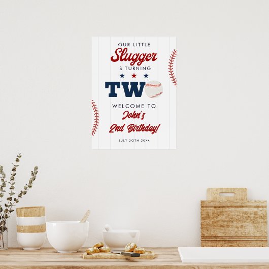Slagger Baseball 2de verjaardag Welkom bord Poster (Keuken)