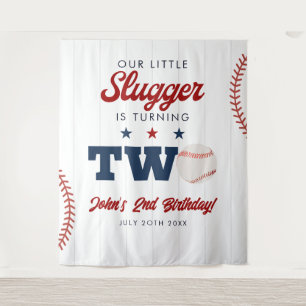 Slagger Baseball 2de verjaardagsfoto-achtergrond Wandkleed