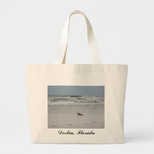 Slagmeeuw op het strand grote tote bag (Voorkant)