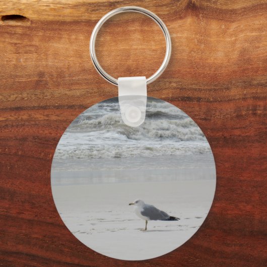 Slagmeeuw op het strand sleutelhanger (Voorkant)