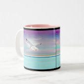 Slagmeeuw over het Zee Tweekleurige Koffiemok (Voorkant links)