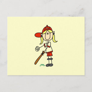 Slagmeisje Stick Figure Honkbal Cadeaus Briefkaart