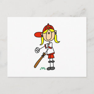 Slagmeisje Stick Figure Honkbal Cadeaus Briefkaart