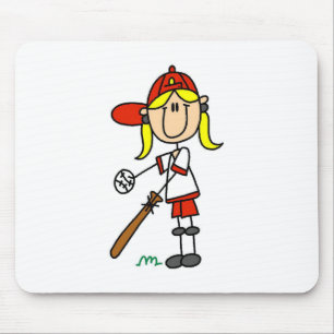 Slagmeisje Stick Figure Honkbal Cadeaus Muismat