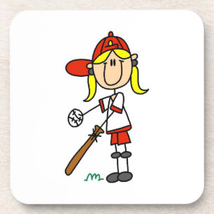 Slagmeisje Stick Figure Honkbal Cadeaus Onderzetter