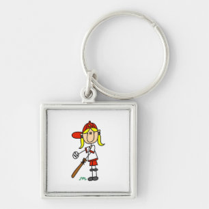 Slagmeisje Stick Figure Honkbal Cadeaus Sleutelhanger