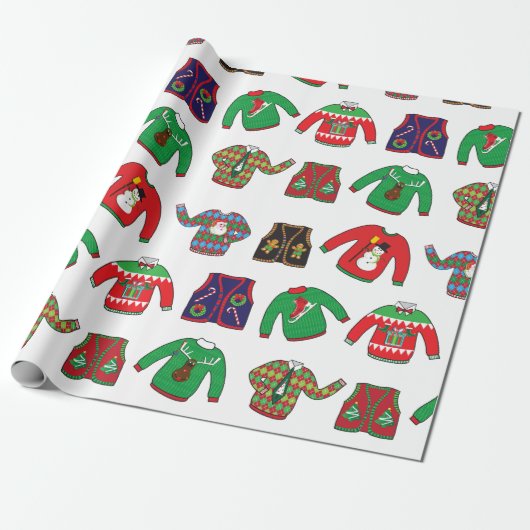 Slagpapier voor kerstfeestdagen, Ugly Sweater-fees Cadeaupapier (Uitgerold)
