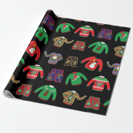 Slagpapier voor kerstfeestdagen, Ugly Sweater-fees Cadeaupapier (Uitgerold)