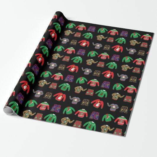 Slagpapier voor kerstfeestdagen, Ugly Sweater-fees Cadeaupapier (Uitgerold)