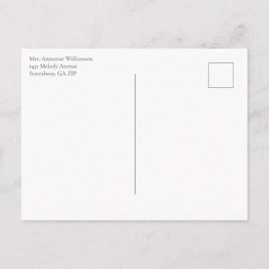 Slagreünie Rustic Tree Hand Letter Script Uitnodiging Briefkaart (Achterkant)