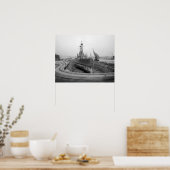 Slagschip in droogdok, 1920. Oude foto Poster (Keuken)