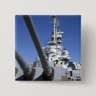 Slagschip USS Alabama bij Battleship Memorial Vierkante Button 5,1 Cm