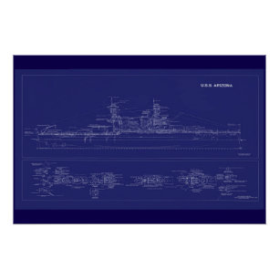 Slagschip USS Arizona-blauwdruk Perfect Poster