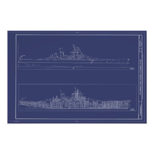  slagschip USS Missouri Blueprints Poster (Voorkant)